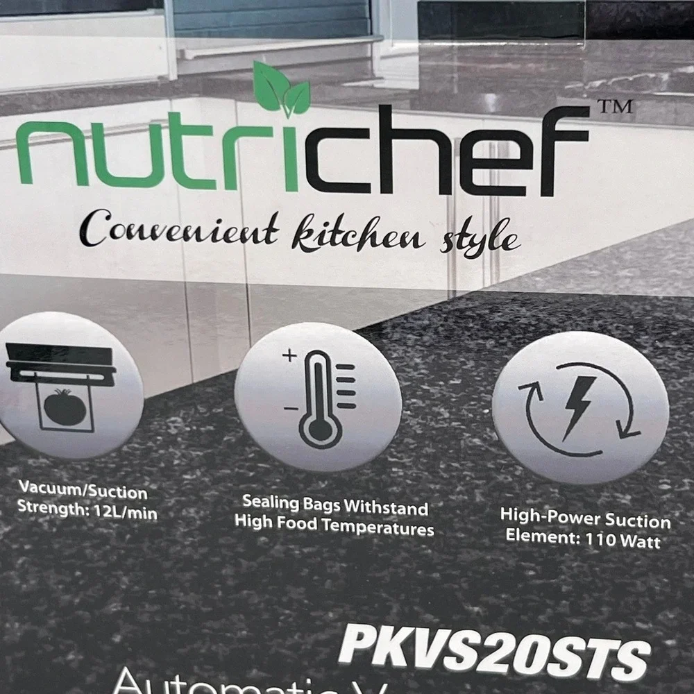 NutriChef Vacuum Sealer PKVS20STS Silver New Stainless Steel Food Preserver
